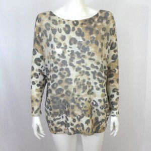 M Brand Knit Sweater Leopard Print Dolman Sleeve Made in Italy